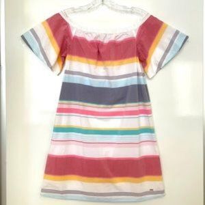 ( SALE ) TOMMY HILFIGER STRIPED OFF SHOULDER DRESS * RUNS BIG*